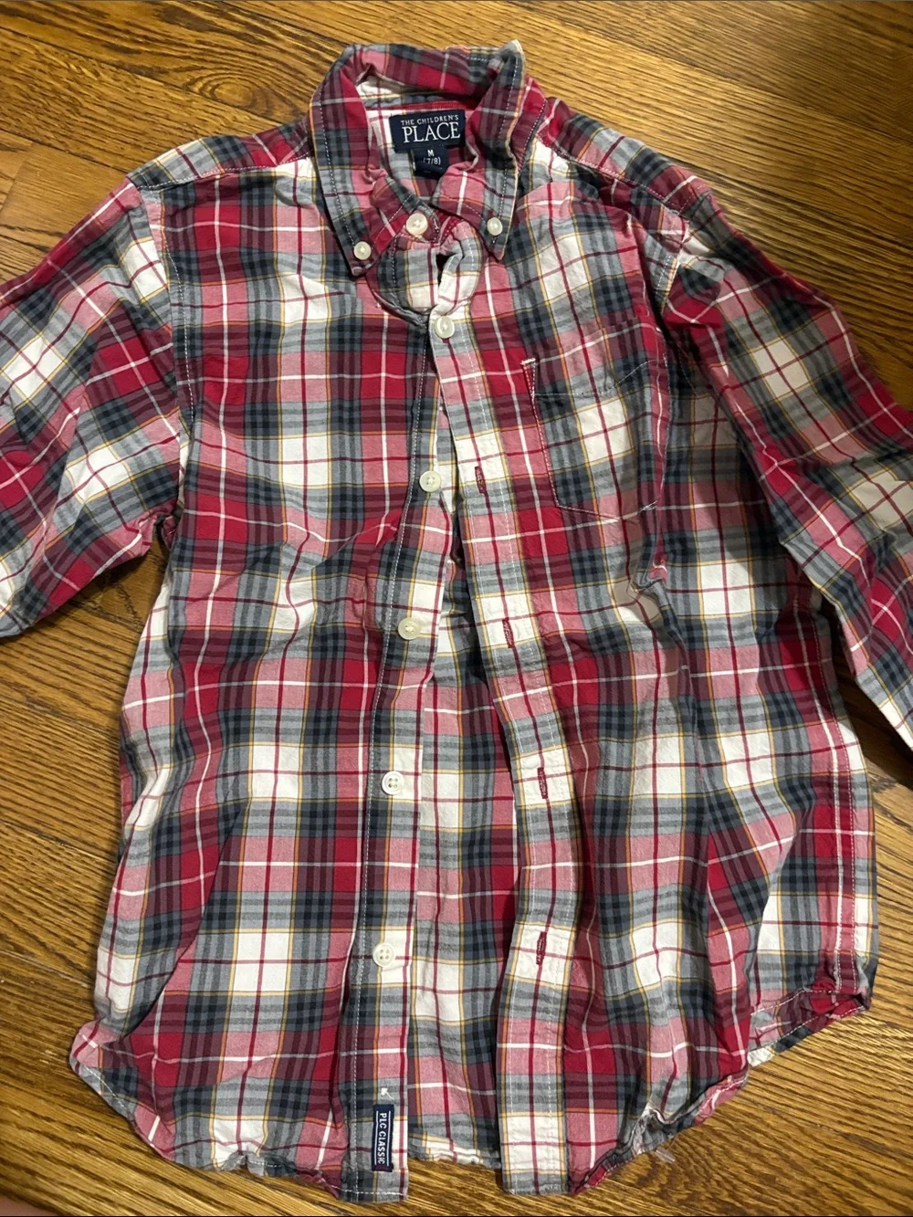 The Children's Place Red Navy White Plaid Button-Down Shirt